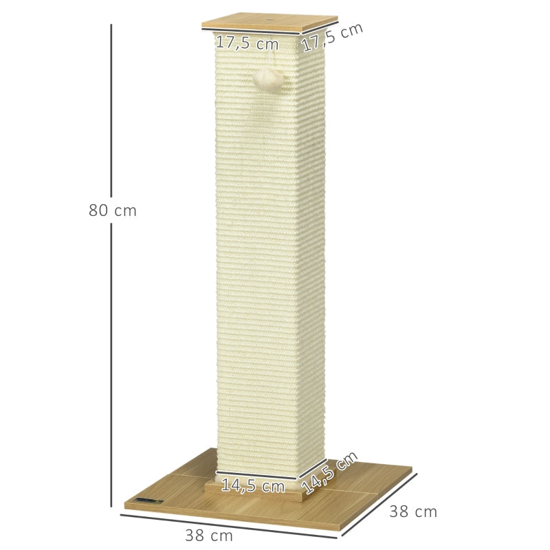 Cat Tree with Toys, 80 cm, Beige + Natural