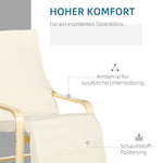 Recliner Chair, Rocking Relaxing with Adjustable Footrest, Birch Wood Cream White