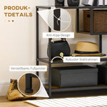 Side Table Narrow 4 Levels Anti-Tip Industrial Design Black Steel