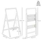 Stepladder, 3 Steps Anti-Slip Folding with Handle, Aluminum, White