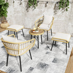 5-Piece Garden Lounge Set with Table, Chairs & Stools, Natural Rattan