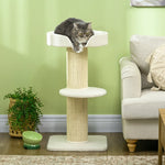 Cat Tree 91cm Play Tree with Cat Bed, Platform, Lamb's Wool Cream