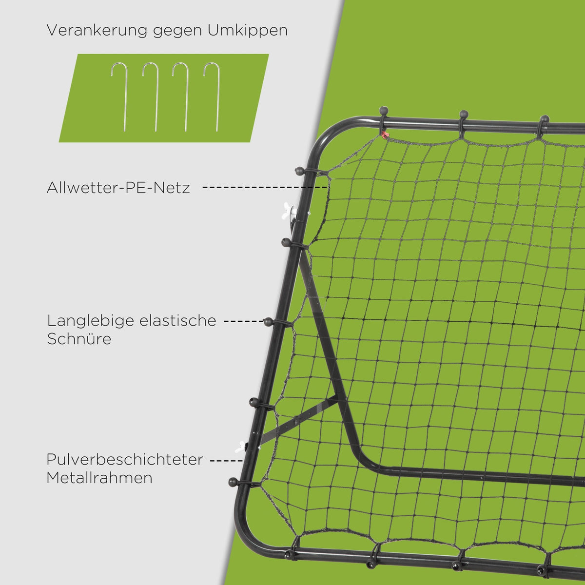 Football Rebounder Kickback Goal Rebound Wall 96x80x96 cm black metal and PE