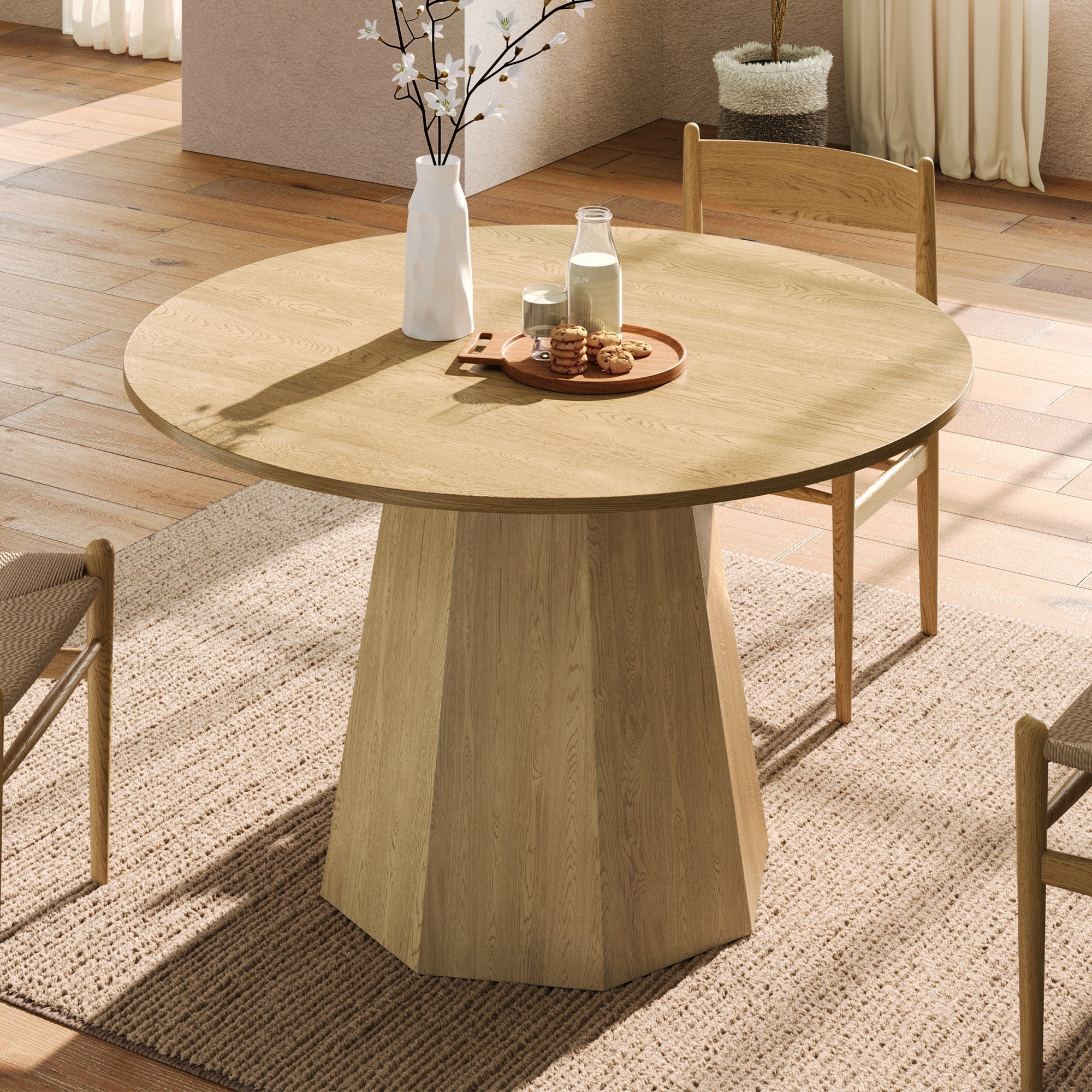 Round Dining Table 120x120cm 4-6 Seater Classic Scandinavian Style Oak