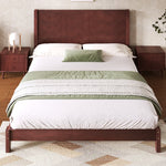 Platform Bed with Headboard and Slatted Base, 160x200cm, Brown