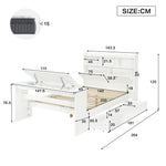 Children's Bed 140x200cm with Storage & Desk in White Wood