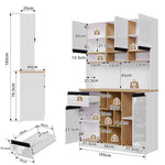 Modern Kitchen Cabinet with Drawers Adjustable Shelves Open Storage - White