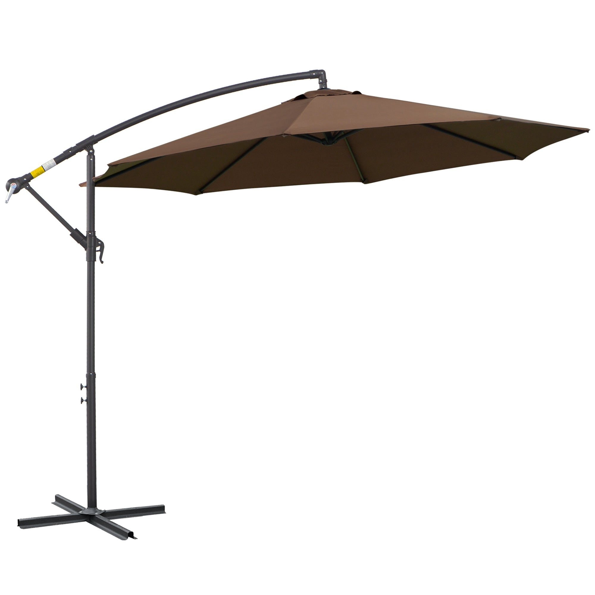 Cantilever Parasol, Sunshade Ø3x2.5m with Crank, Steel Frame, Coffee Polyester Fabric