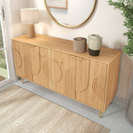 Modern Sideboard with 4 Doors and Adjustable Shelves, Natural Wood Look