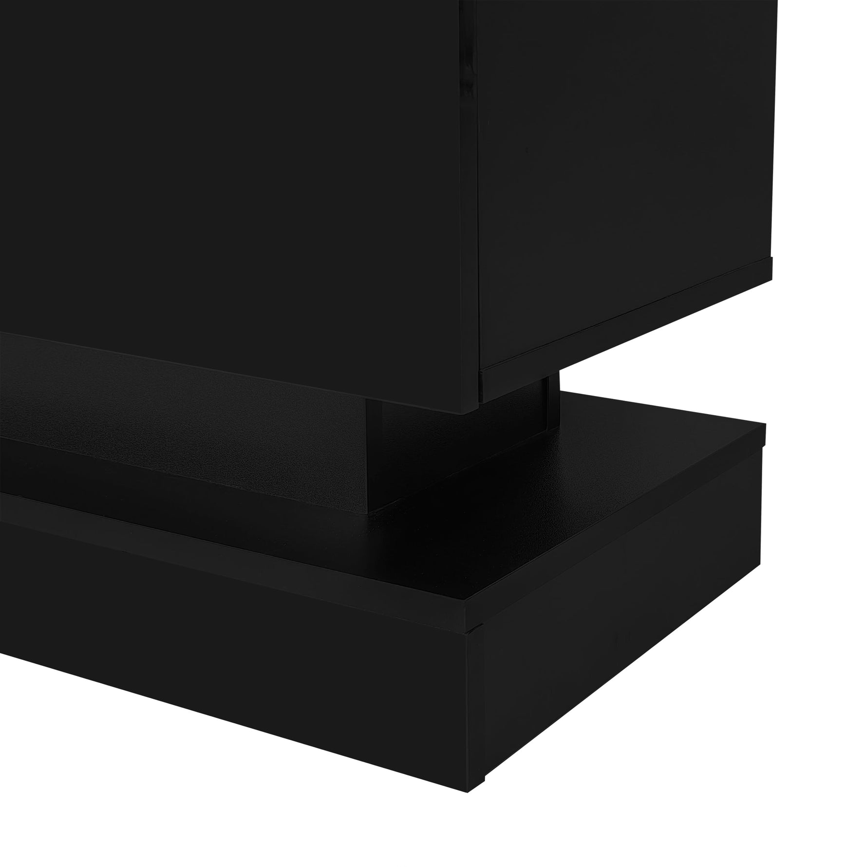 TV Stand 160cm LED Lighting 2 Drawers App Control Anti-Tip High-Gloss Black