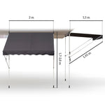 Awning, Articulated Arm Clamp Adjustable 200x150cm, Grey Aluminium