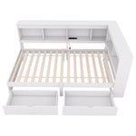 Daybed Sofa Bed 90x200cm 2 Drawers Power Outlet USB - White Chipboard