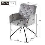 Set of 6 Dining Chairs with Diamond Pattern and Lumbar Support, Light Grey Velvet
