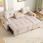 Modern L-shaped Sofa Modular Sofa Bed Pull-out with Storage & Cup Holder, Living Room
