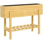 Raised Bed with Shelf, Herb & Vegetable Planter, Natural Wood