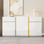 Luxurious Sideboard with 3 Doors and 2 Drawers, High-Gloss Lacquer Finish, White Wood