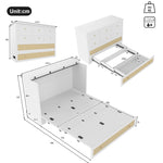 Mobile Wall Bed 140x200 Convertible Storage Drawers Shelf USB/Power Outlet - White