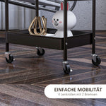 Rolling Serving Cart, 3 Tiers, 2 Hanging Baskets, Kitchen, Steel Black