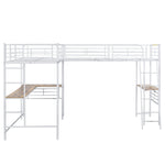 Loft Bed 90x200cm with Desk & Double Staircase, White
