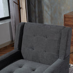 Upholstered Armchair with High-Density Foam and Solid Wood Legs, Black Suede