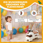 Dinosaur Push Car with Steering Wheel, Lights and Sounds, Cream White and Brown
