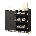 Set of 2 Shoe Cabinets with 6 Adjustable Compartments and Anti-Tip Device, Black