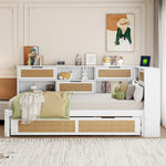 Sofa Bed, Wooden 90*200 Pull-out Multifunctional Single with Storage & Charging Port, White