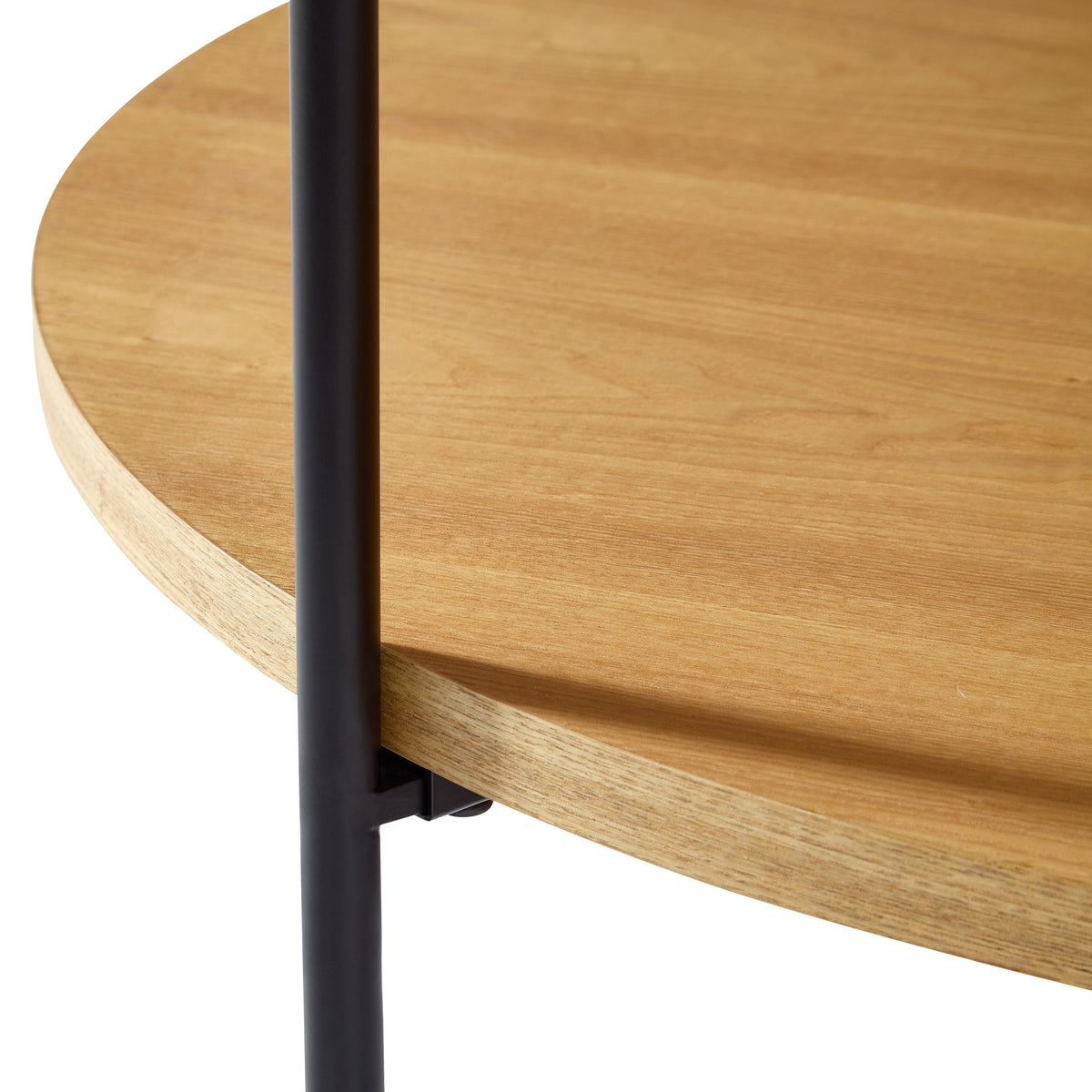 Coffee Table Modern 2-Tier Round Tray Wood & Iron