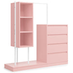 Drawer Cabinet Wardrobe Set, Sideboard Clothes Rail W140/W40/H135, Pink