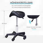 Rolling Stool, Height-Adjustable Swivel with Wheels, Black Faux Leather