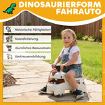 Dinosaur Push Car with Steering Wheel, Lights and Sounds, Cream White and Brown