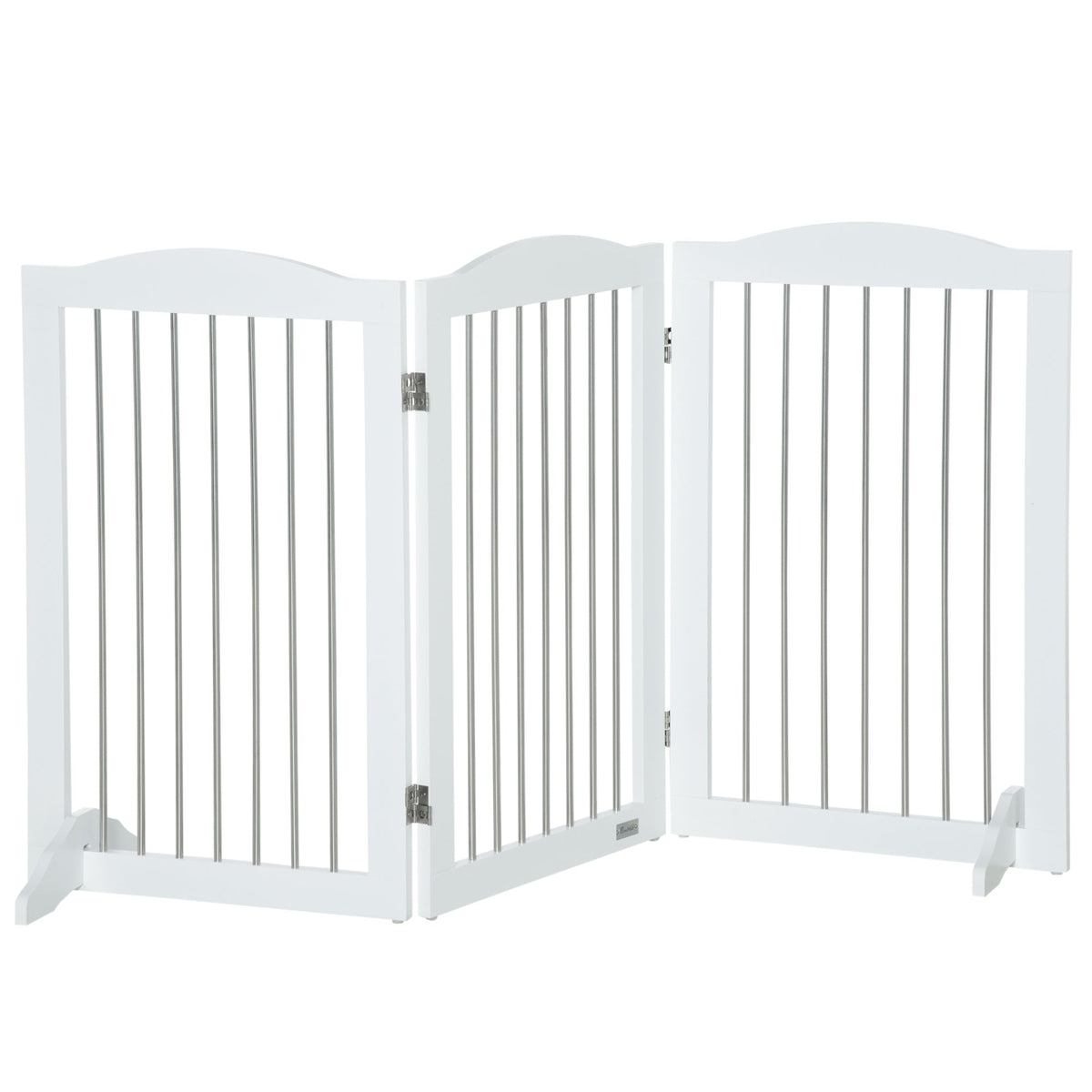 Dog Gate Foldable 3-Panel Stair Safety Barrier, White