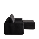 2-in-1 Sofa Bed with Two Pillows and Removable Footstool, Corduroy