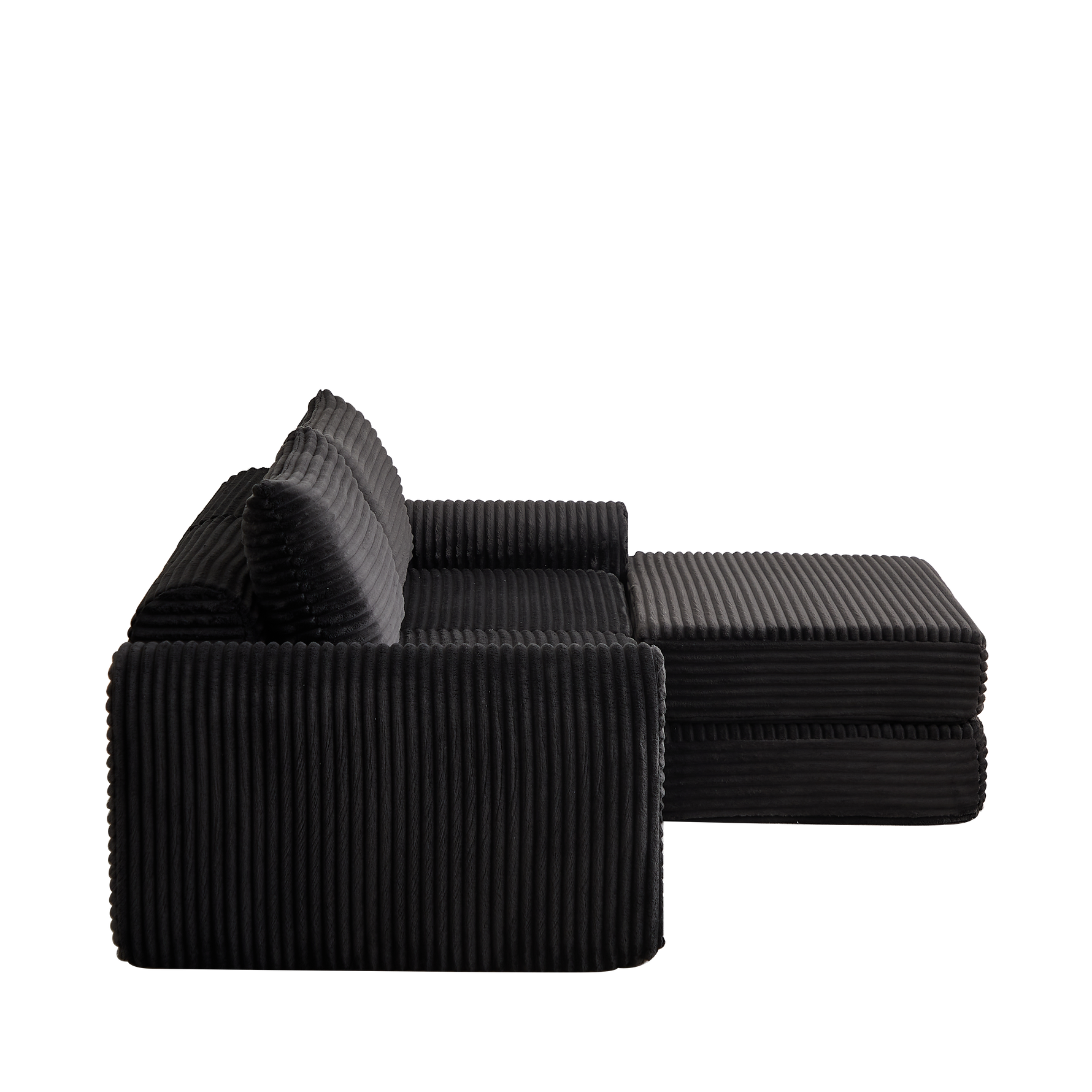 2-in-1 Sofa Bed with Two Pillows and Removable Footstool, Corduroy