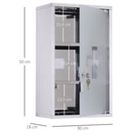 Medicine Cabinet First Aid, Lock, Stainless Steel