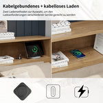 Children's Storage Bed 140x200cm Multifunctional Wireless Charging Drawers & Shelves - Natural