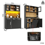 Tall Kitchen Sideboards with LED Lighting and Acrylic Doors, Black