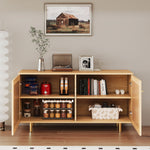 Wicker Sideboard Double-Door Storage Cabinet 120cm Natural Wood Look