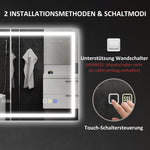 LED Bathroom Mirror 80x60 cm Bluetooth Anti-Fog Clock, Silver