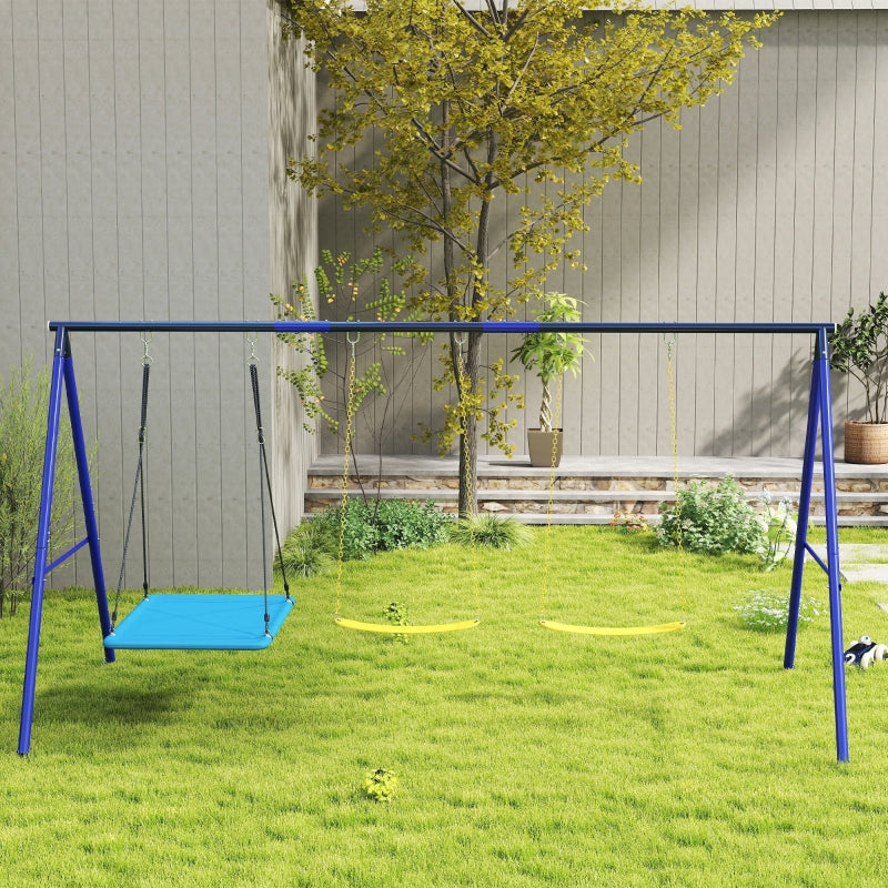 Swing Set, 3 Children, 120 kg Load Capacity, Outdoor Swings, Colorful