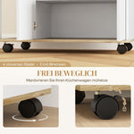 Rolling Kitchen Cart, Storage Cabinet Adjustable Shelves, White