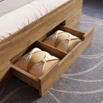 Double Bed 160x200 Storage LED USB-C Headboard Drawers Solid Wood Oak