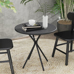Garden Table Ø60 x 70 cm, Weatherproof Round Steel, Black