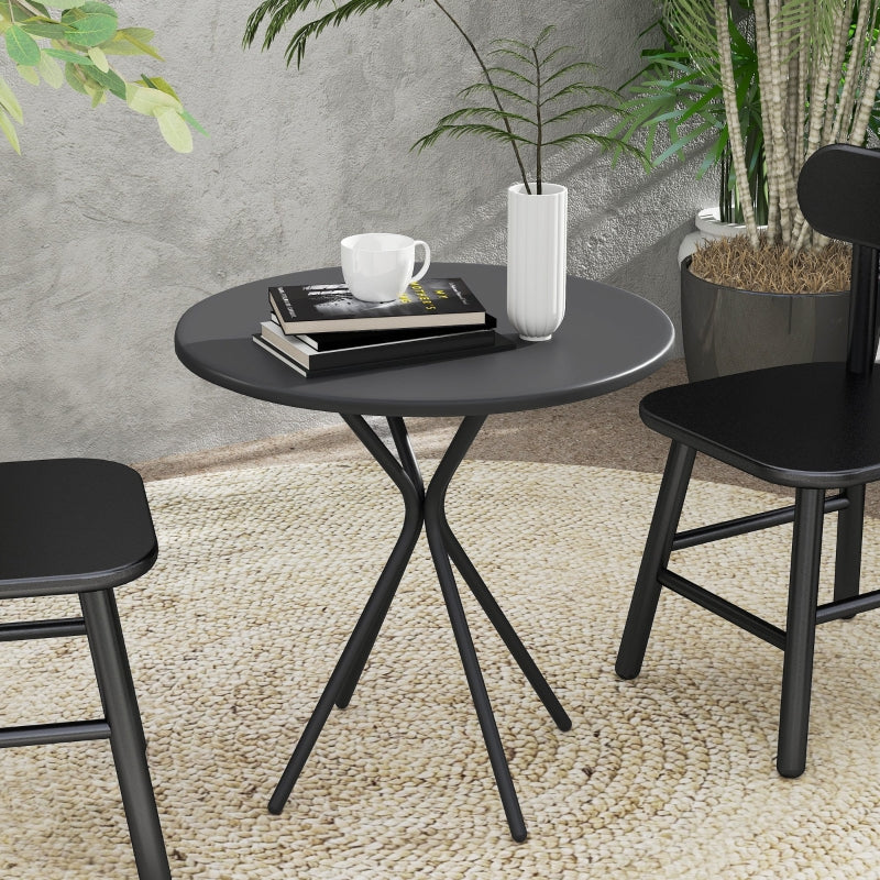 Garden Table Ø60 x 70 cm, Weatherproof Round Steel, Black