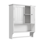 Bathroom Cabinet, Wall-Mounted Towel Rack & 2 Adjustable Shelves, White