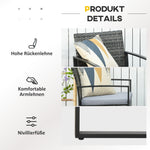 Polyrattan Balcony Set for 2 People, Weatherproof Cushions, Grey