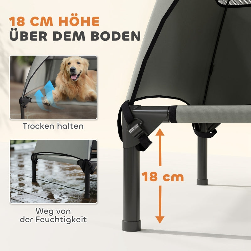 Outdoor Dog Bed, Raised with Roof for Large Dogs, Light Grey