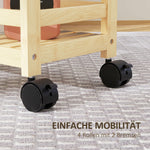 3-Tier Serving Cart, Wheels & Handle, Natural Wood