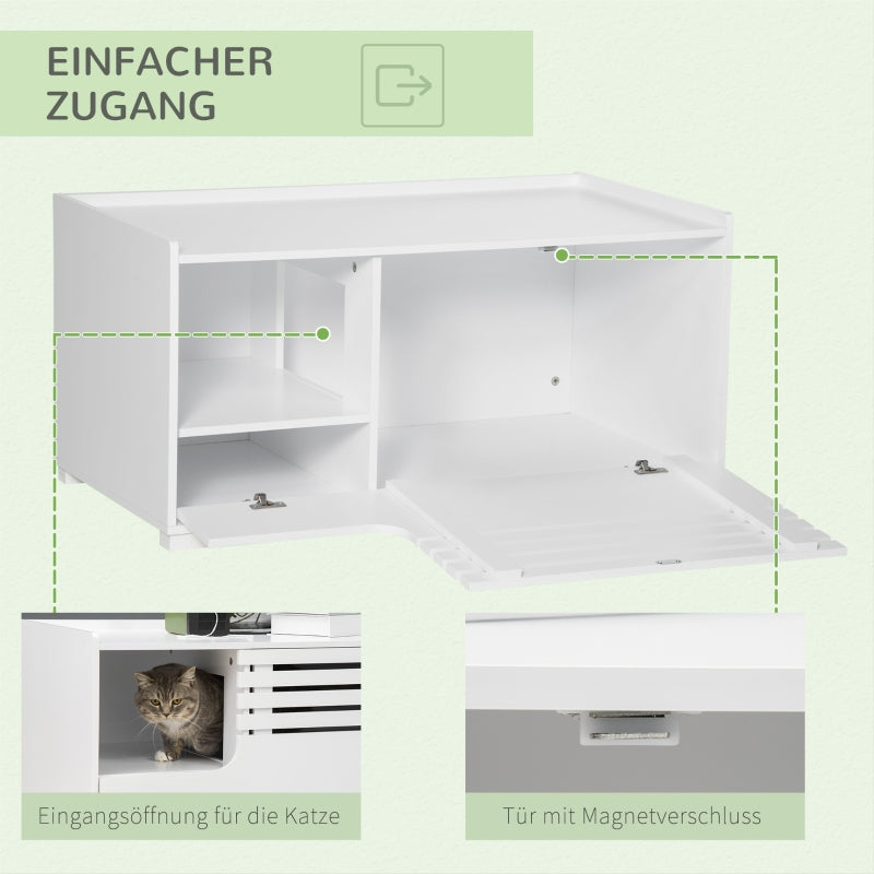 Cat Cabinet, 2-in-1 Design, Magnetic Door, White