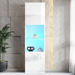 Display Cabinet with LED Lighting, 1 Glass Shelf, 45x35x160 cm, High-Gloss White